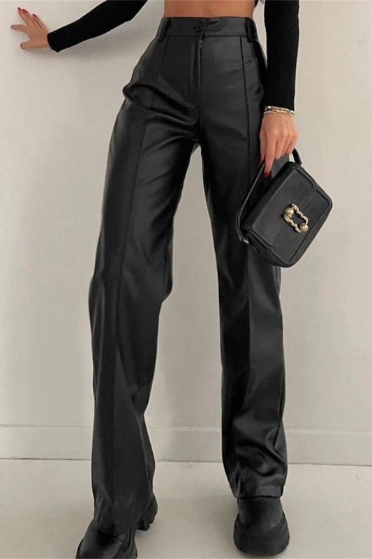 Slimming Straight PU Cool Fashion Casual Pants