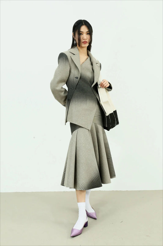 Irregular Collar Cotton Blazer