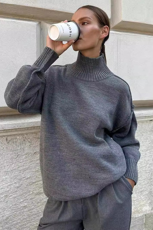 Colorblock Turtleneck Knit Sweater