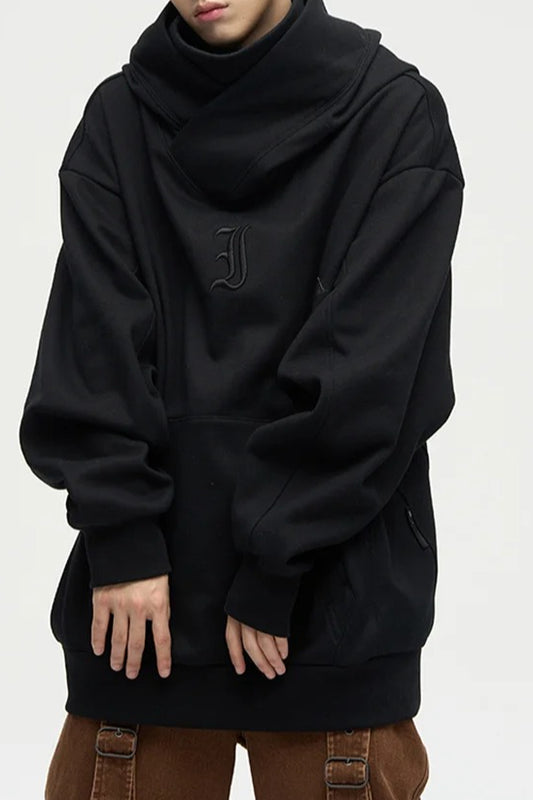 Embroidered Turtleneck Fleece Hoodie