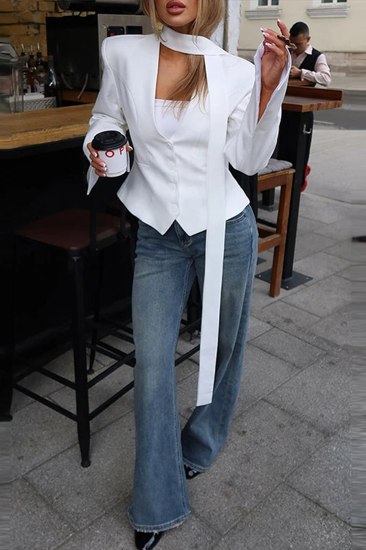 Slit V-Neck Slim Fit Blazer