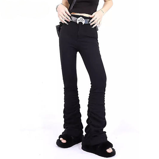 Gothic Stacked Ruched Halloween Pants