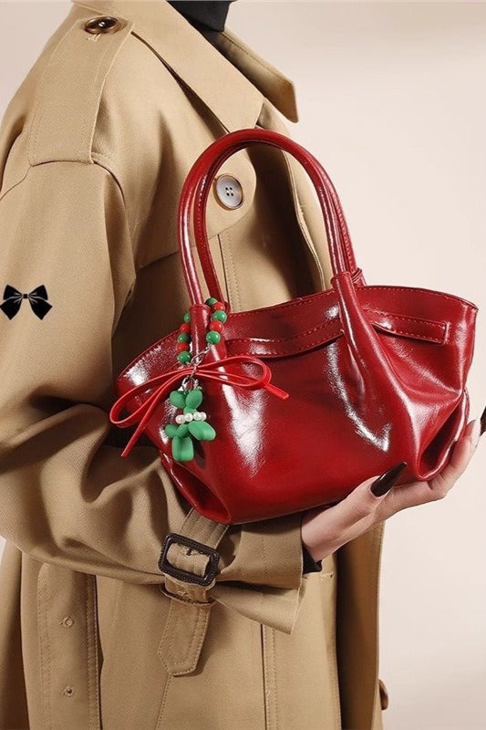 Red Puppy Motif Dumpling Bag Elegant Crossbody Wedding Bag