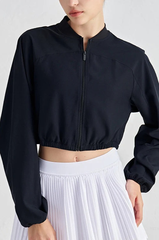 Cropped Zip-Up Athletic Jacket