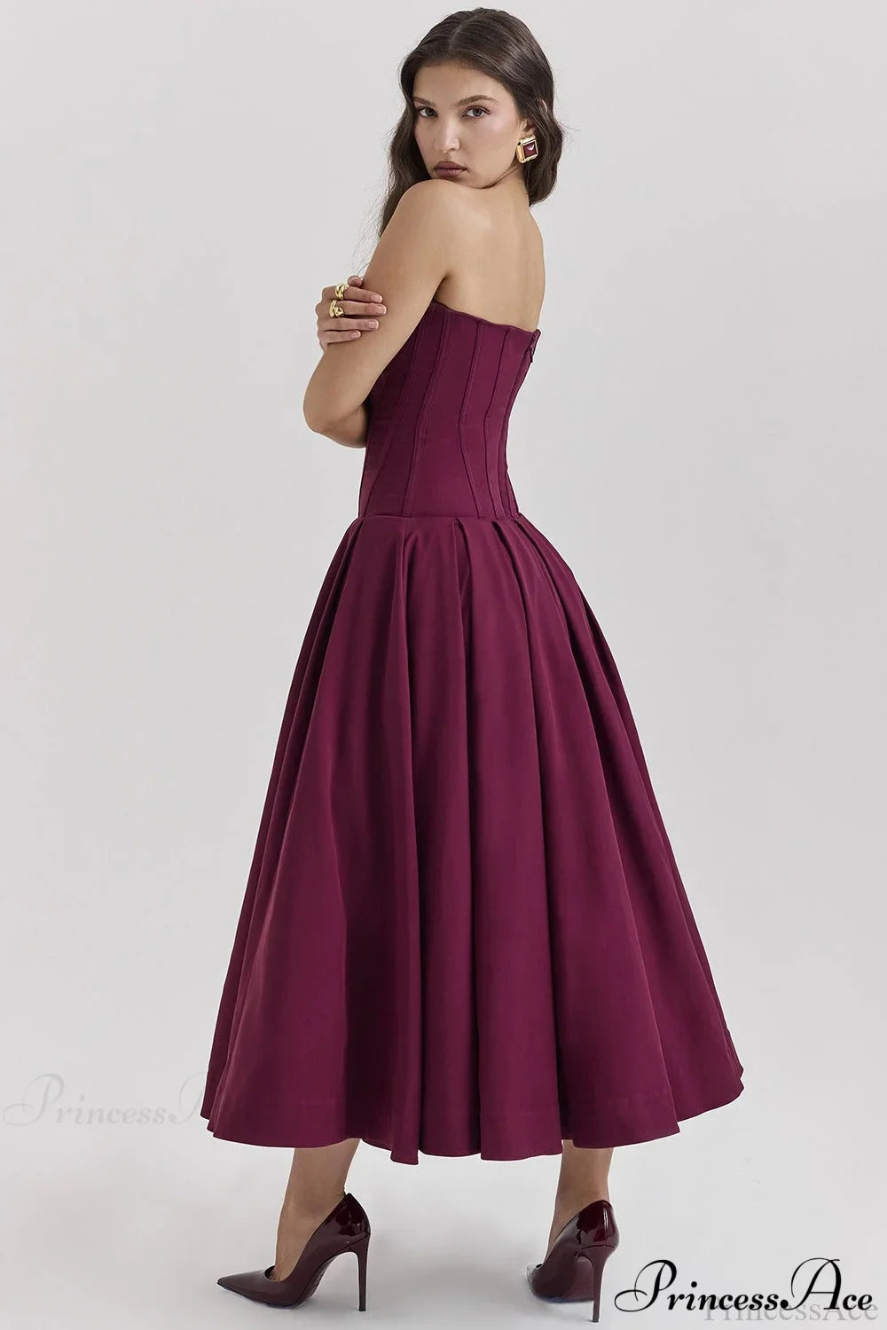 Deep V Strapless Bodycon Low-Waist Party Dress