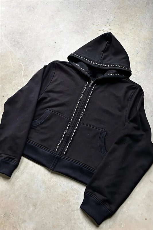 Unisex Studded Zip-Up Street Hoodie