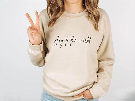 Simple Hipster Joy To World All-Match Regularfit Christmas Hoodie Creamy-White / S Hoodies-L