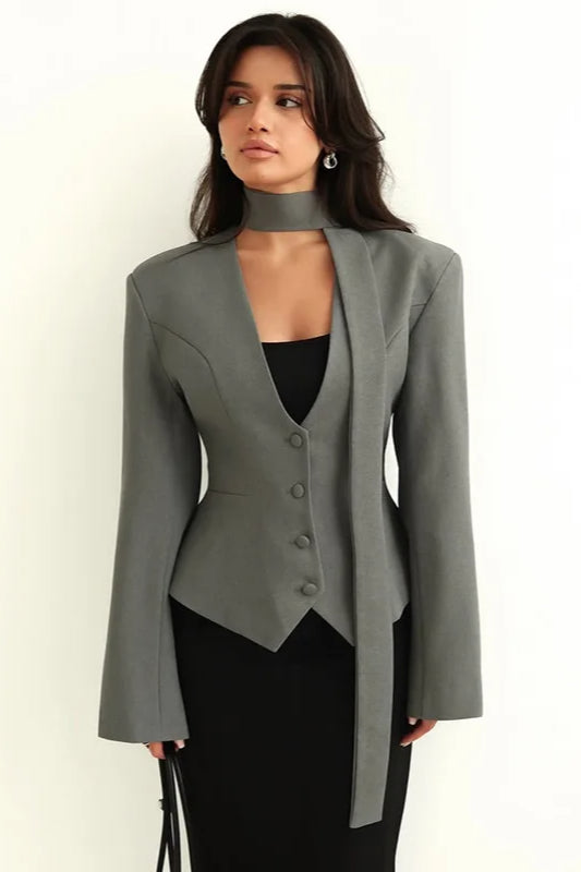 Scarf Collar Commuter Blazer