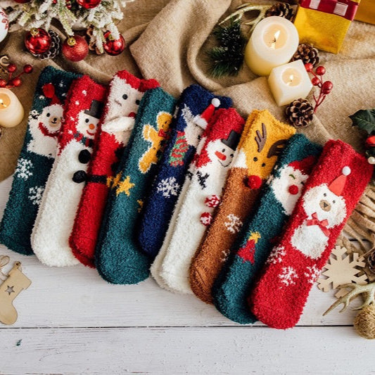 Soft Coral Fleece Warm Ball Pack Christmas Socks