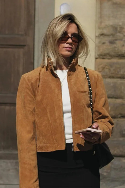 High Collar Zip Slim Short Jacket