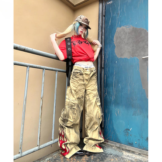 Y2K Flame High Waist Halloween Pants