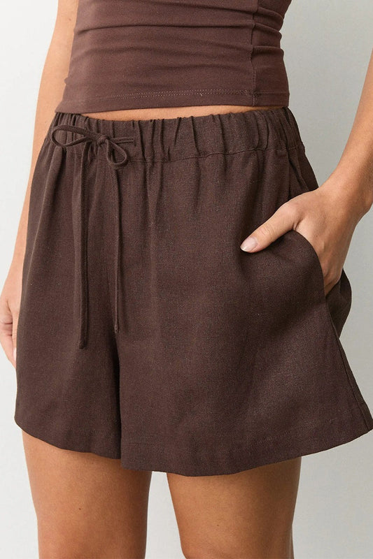 High Waist Drawstring Relaxed Fit Casual Shorts