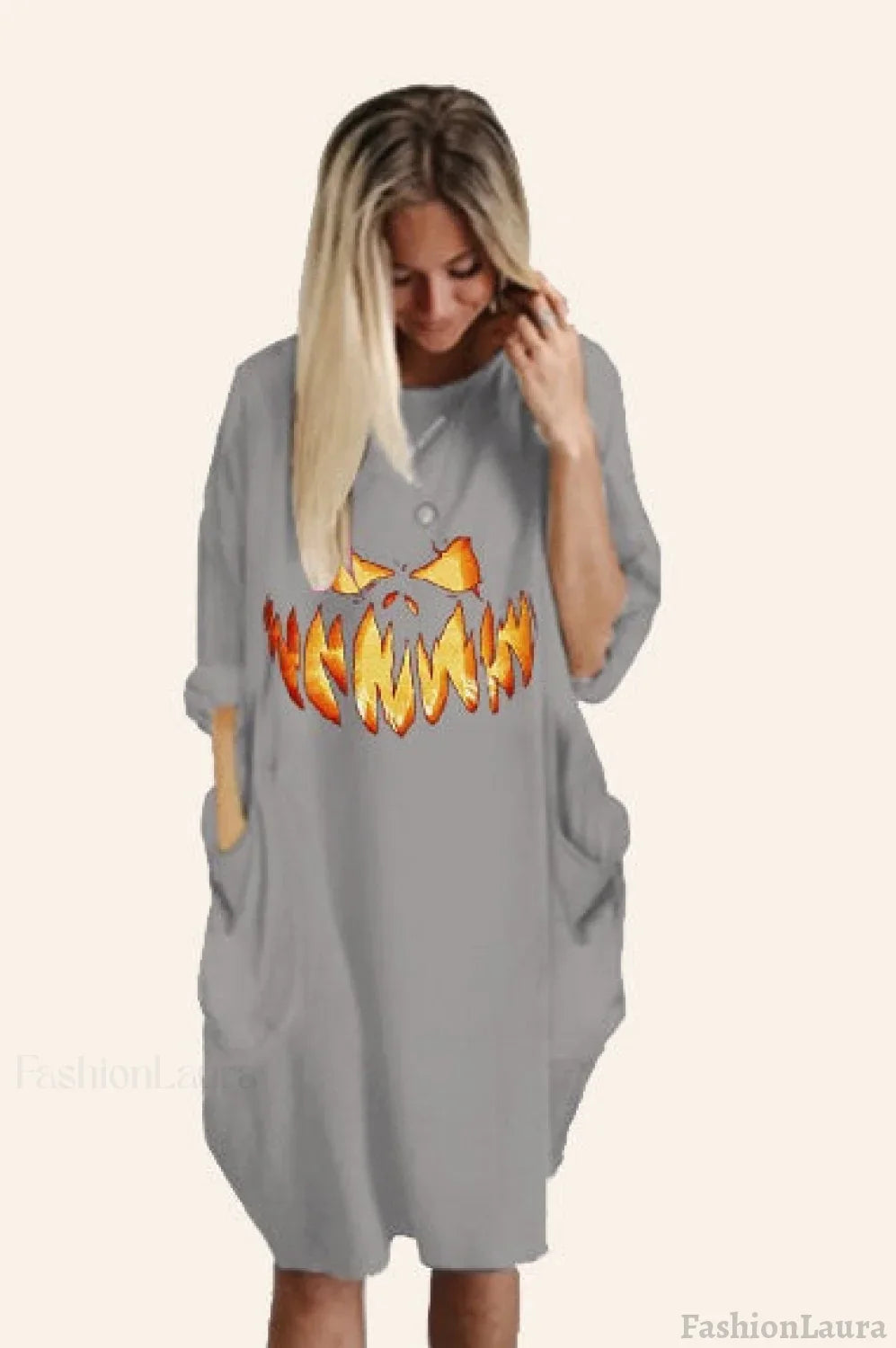 Halloween Casual Pumpkin Print Dress