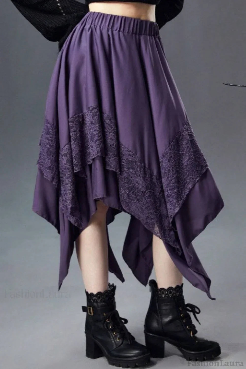 Halloween Gothic Punk Lace Skirt Purple / XS