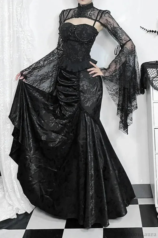 Halloween Pleated Gothic Skirt Black / S
