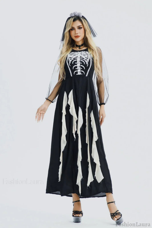 HalloweenGothic Devil Bride Dress Black / M