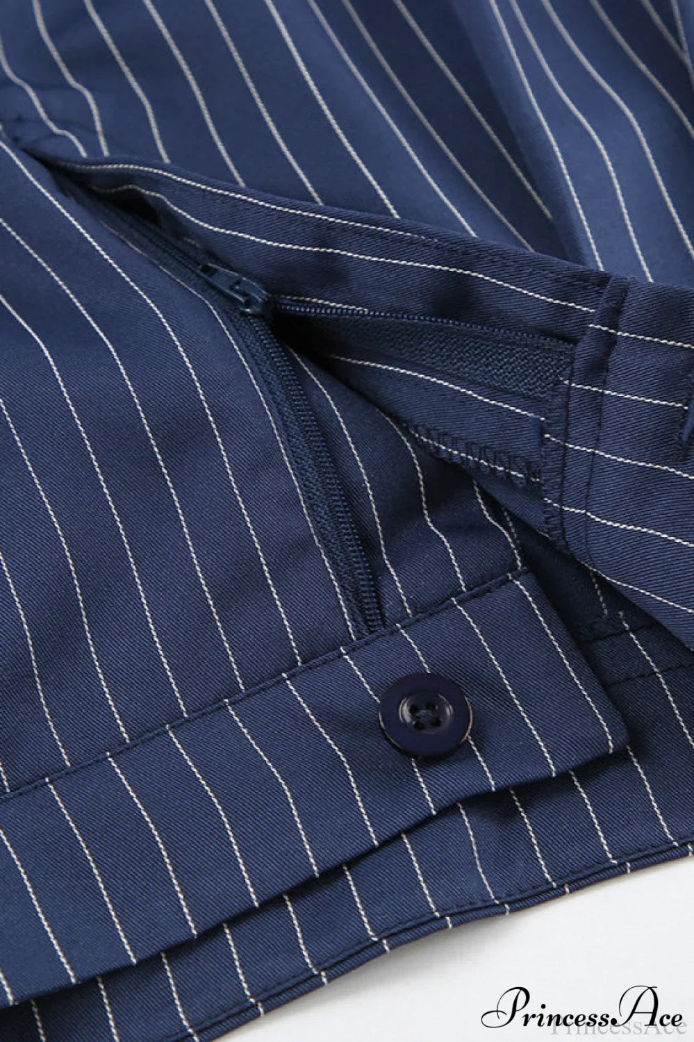 High Waist Straight Wide Leg Navy Stripe Pants