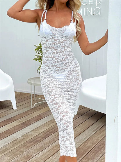 FashionSierra - Summer Women Lace Sleeveless Fashion Bodycon Club Party Outfits Maxi Dress