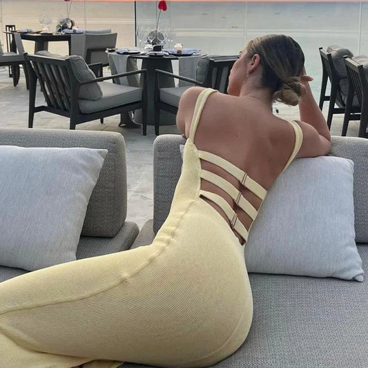 FashionSierra - Women Fit Wrap Bodycon Vintage Knitted Long Club Party Maxi Dress