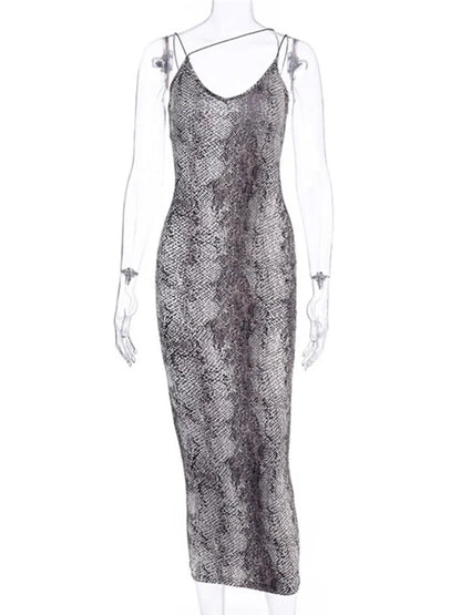FashionSierra - Leopard Snake Ladies Occasion Evening Sundress Midi Dress