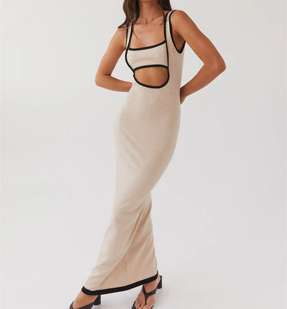 FashionSierra - Women Hollow Out Backless Knitted Spaghetti Strap Bandage Long Cut Bodycon Maxi Dress