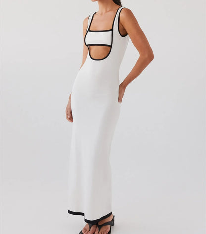 FashionSierra - Women Hollow Out Backless Knitted Spaghetti Strap Bandage Long Cut Bodycon Maxi Dress