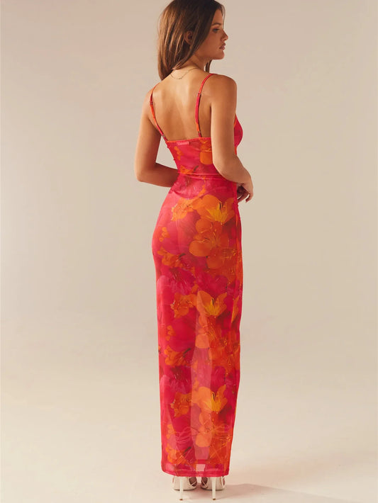 FashionSierra - Spaghetti Strap Floral Print Party Club Vintage Summer Holiday Maxi Dress