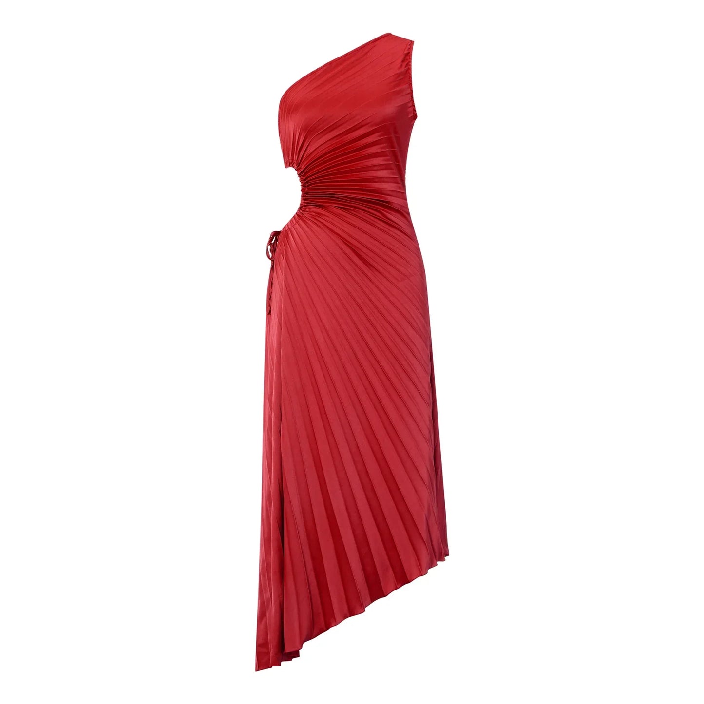 FashionSierra - Women One Shoulder Sleeveless Long Smocked High Waist Flowy Pleated Bodycon Gown Maxi Dress