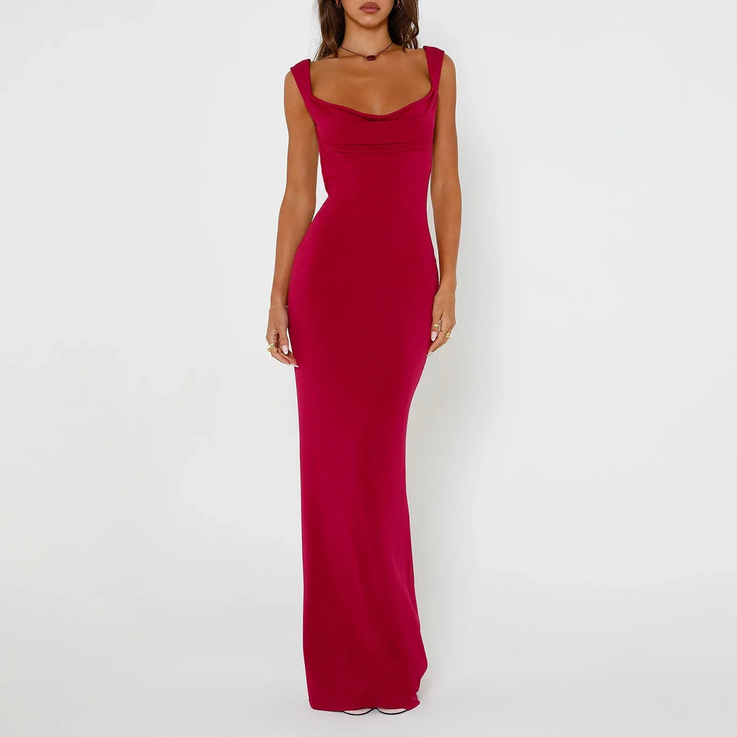 FashionSierra - Women Backless Bodycon Spring Scoop Neck Bow Tie Open Back Party Cocktail Maxi Dress