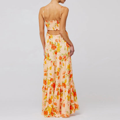 FashionSierra - Floral Summer Casual Sleeveless Backless Bodycon Spaghetti Strap Long Maxi Dress