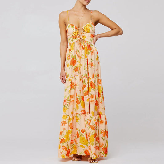 FashionSierra - Floral Summer Casual Sleeveless Backless Bodycon Spaghetti Strap Long Maxi Dress