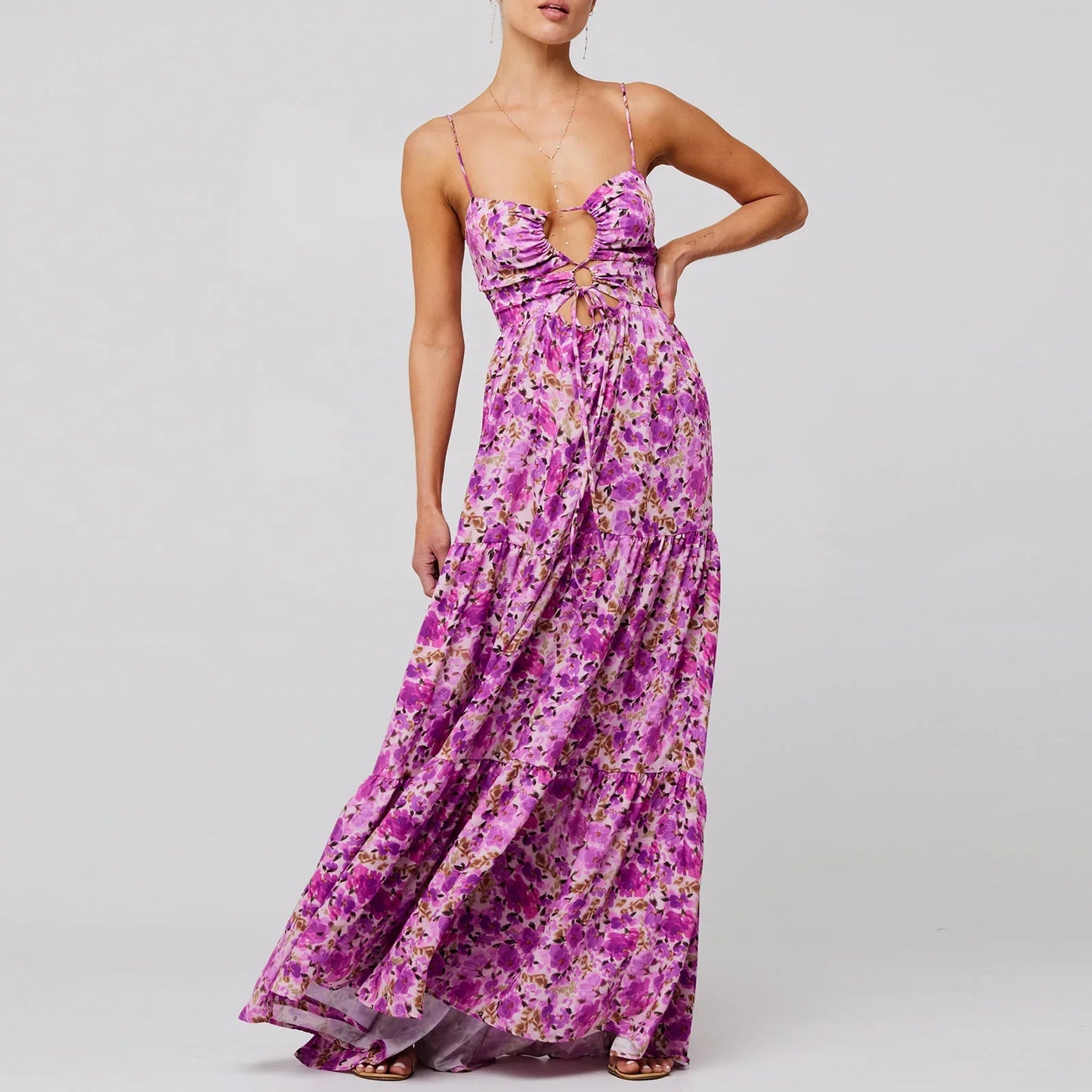 FashionSierra - Floral Summer Casual Sleeveless Backless Bodycon Spaghetti Strap Long Maxi Dress