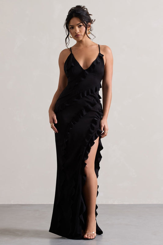 Vneck Ruffled Maxi Dress