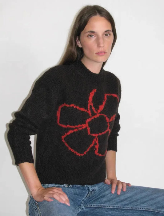 Paloma Wool Spanish Wool Blend Knit Crocheted Floral Pattern Sweater