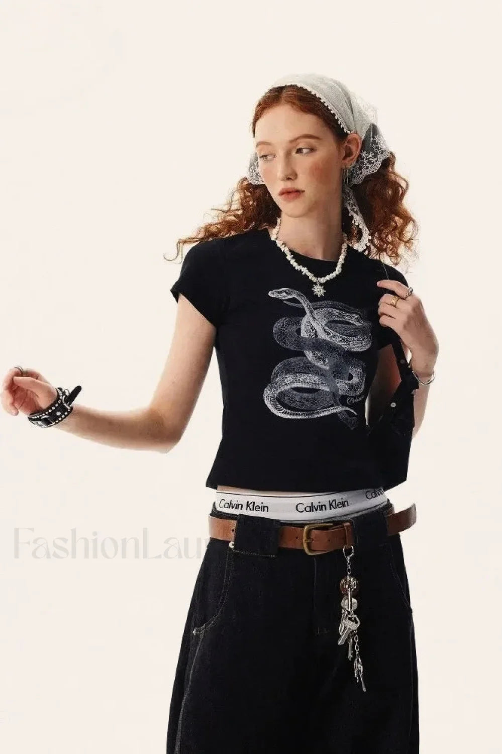 Retro Snake Cotton T-Shirt
