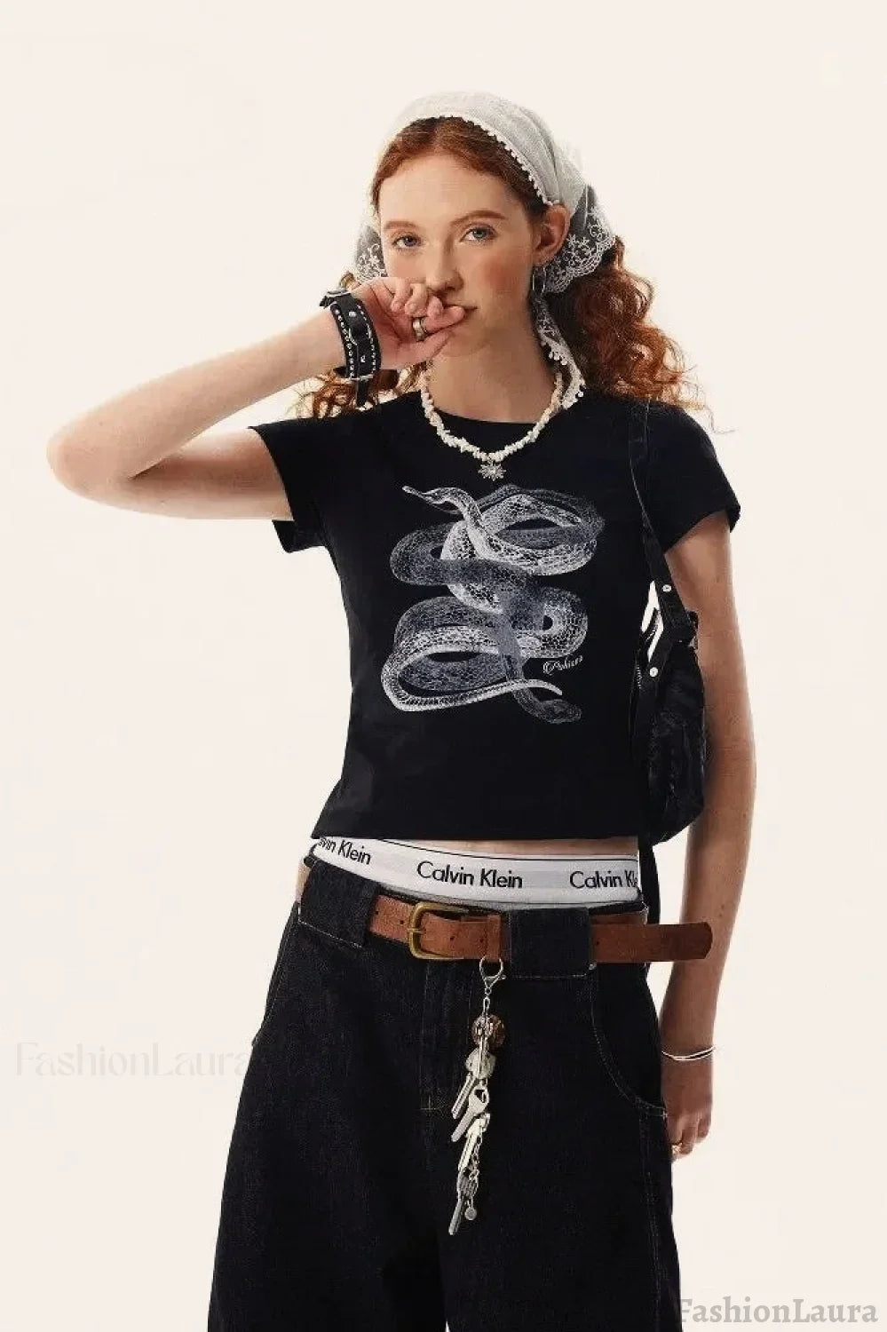 Retro Snake Cotton T-Shirt