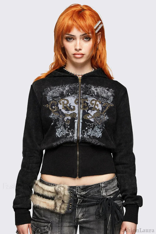 Street Style Color Block Hooded Hoodie Black / S