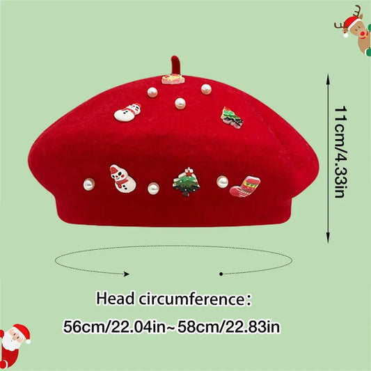 Cold Resistant Wool Korean Style Painter Christmas Beret Hat