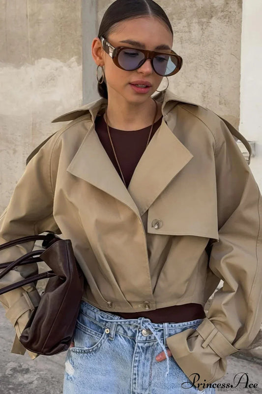 Superior Sense Loose Short Trench Coat Khaki / S