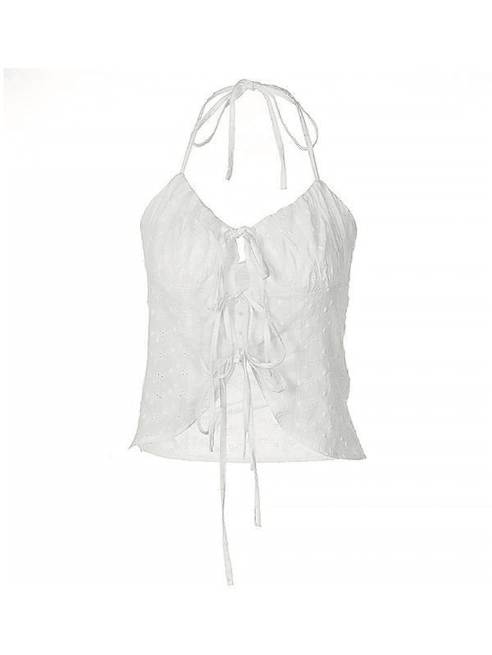 Tie Strap Broderie Lace Corset Top Tops&Tees