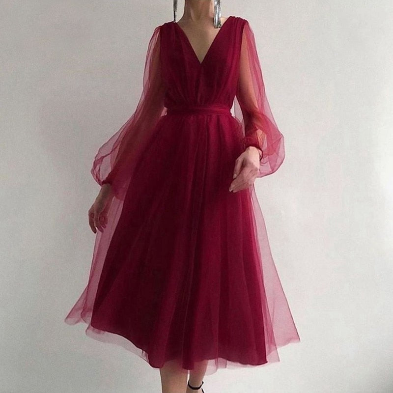 2023 Spring long puffy sleeves Evening Dress