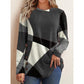 Vintage Patchwork Long Sleeve O-Neck All-match Top