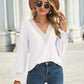 V Neck Long Sleeve Streetwear Chic Oversize Tee Shirt