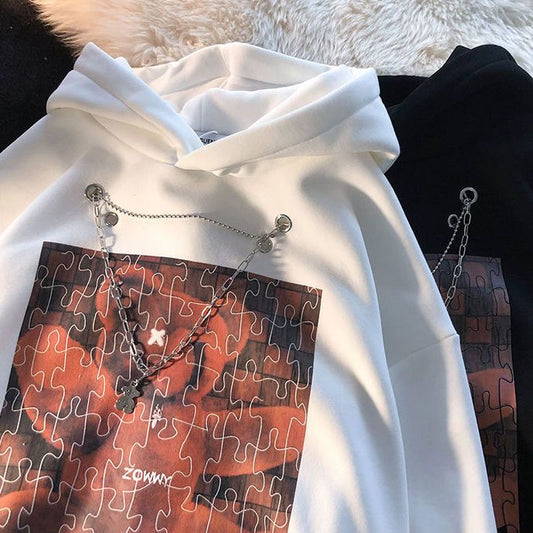 Small Crowd Little Bear Jigsaw Hooded Coat