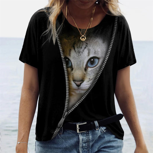 2023 Fashion Women's T-Shirts Animal 3D Print Tops Short Sleeve T Shirt