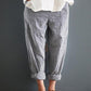 Linen Gray Striped Pants Women