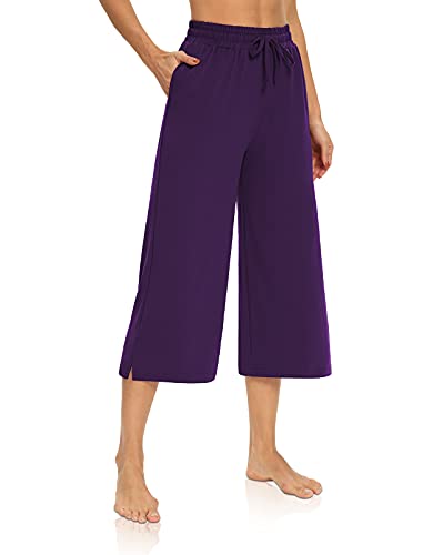 Loose Yoga Pants Wide Leg Drawstring Comfy Lounge Pajama Capris Sweatpants