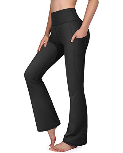 Cross High Waisted Bootcut Capris for Women Flare Yoga Pants with Pockets