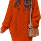 Women's Crewneck Long Sleeve Cable Knit Sweater Dress