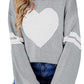 Women Sweater Heart Print Long Sleeve Knit Pullover Jumper Sweaters
